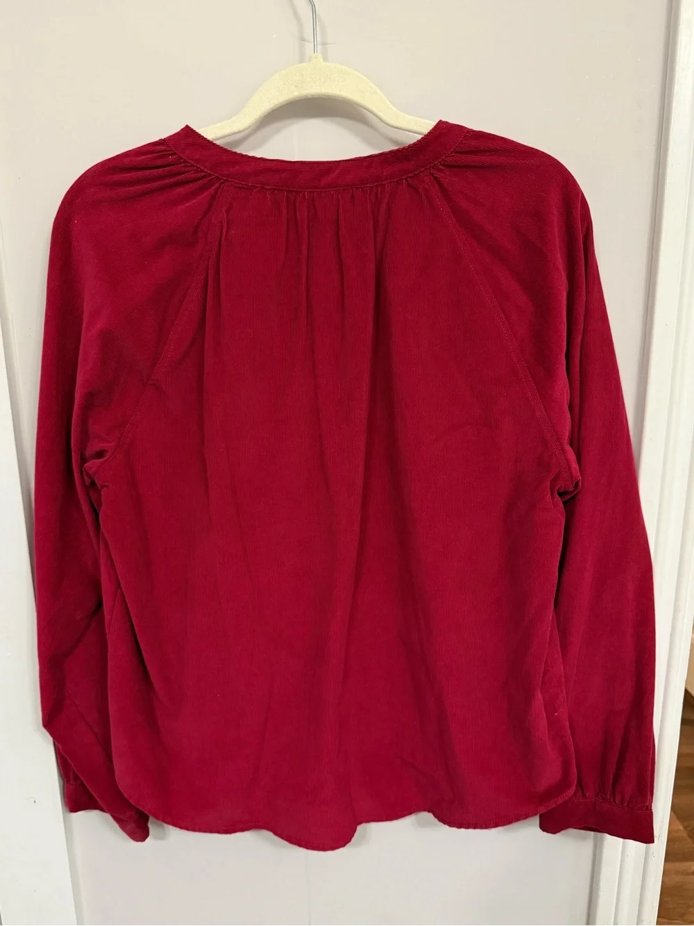 NWT Universal Thread Red Corduroy Popover Blouse Size Medium 100% Cotton